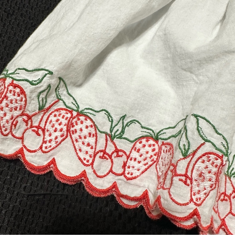 Joie Women’s M Strawberry Cherry Embroidered Scalloped Shorts Summer Festival - Picture 3 of 8
